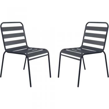 Fauteuils de jardin métal empilables Bilbao – Gris (2 unités)