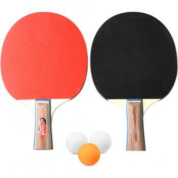 Raqueta ping-pong doble cara con mangos largo y corto, set de 2 con accesorios