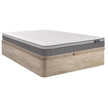 Rete Vano in Legno Chiaro 140x190 + Materasso 30cm Molle Insacchettate 7 Zone