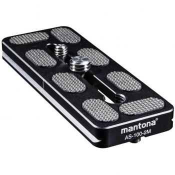 Mantona AS-100-2M (Schnellwechselplatte), Stativ Zubehör, Schwarz, Silber