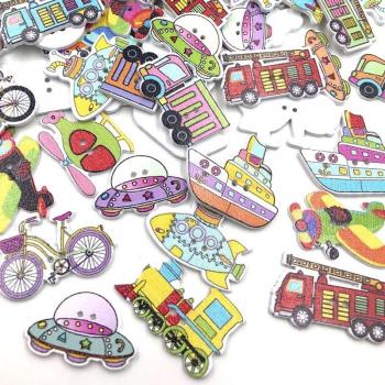 DIY Transportation Wooden Buttons
