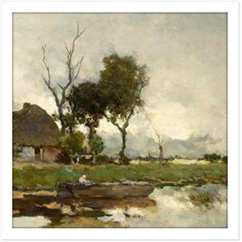 White Frame Weissenbruch Rustic Fall Cottage – 16” by 16” Print