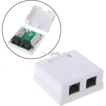 Caja de Enlaces RJ45 Dual con Cable Cat5e de Oficina