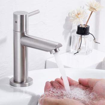 Robinet noir en acier inoxydable, adapté à salle de bain et balcons, eau froide uniquement