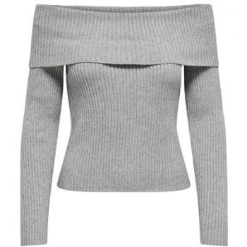 Schulterfreier Strickpullover ONLY – Grauer KATIA-Look, 38 Frau