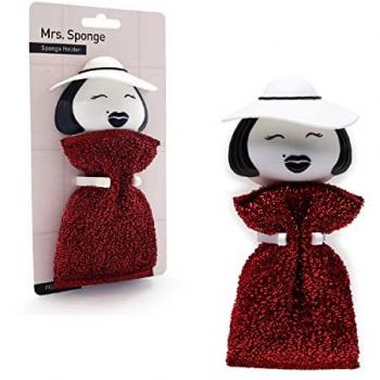 Mrs. Sponge – Peleg Design Schuursponhouder – Wit – 9,7×8,3×5 cm