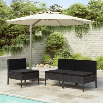VidaXL Poly Rattan Gartenstuhl-Set 3 Stück mit stilvollen Auflagen
