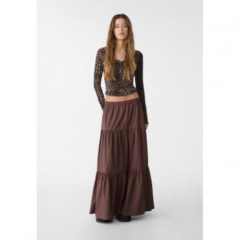Stradivarius Gonna popeline XL color marrone