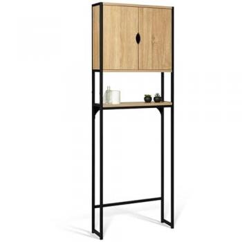 Meuble étagère industrielle en bois et métal pour dessus de WC