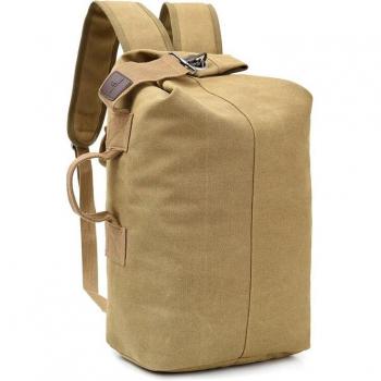 Mochila de lona caqui para actividades al aire libre