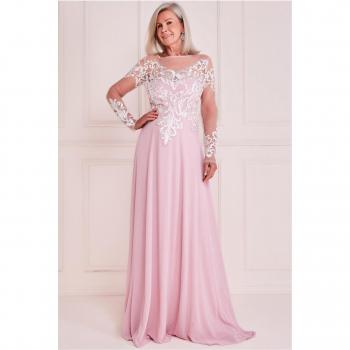 Goddiva Women's Mesh & Lace Embroidered Bodice Maxi Dress