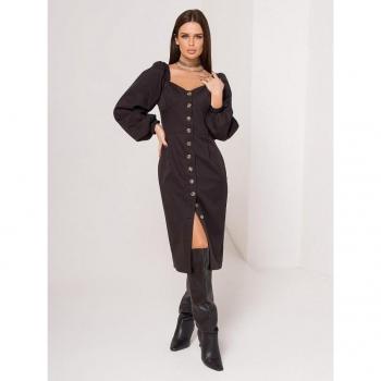 Button‑Front Black Sheath Dress – ISSA Plus S
