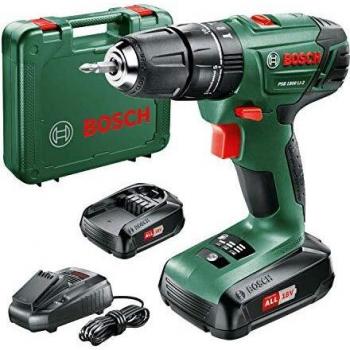 Bosch PSB 1800 LI-2 P4A 18v Cordless Combi Drill 2 x 1.5ah Li-ion Charger Case