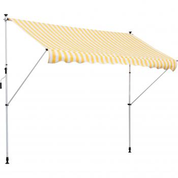 Outsunny Toldo Manual Retráctil Amarillo para Exterior 300x150x170-280 cm con Manivela Altura Ajustable Protección Solar Aosom España