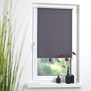 Klemmfix-Rollo, 150 x 45 cm, Verdunkelung, Bambusoptik anthrazit