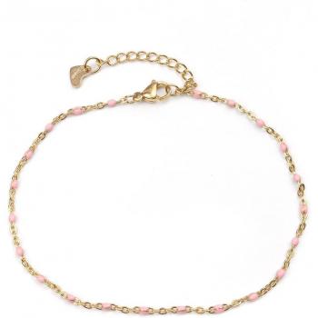 Bracelet de cheville or en émail, 23cm, acier inoxydable 304 pour femmes
