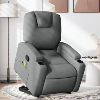 VidaXL Silla de masaje reclinable de pie de tela gris oscuro
