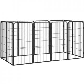 Panneau de clôture canine 12 pièces, 50 × 100 cm – VieXl, acier noir