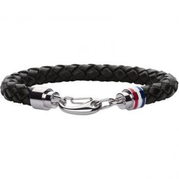 Pulsera Trenzada de Cuero Negro para Hombre Tommy Hilfiger