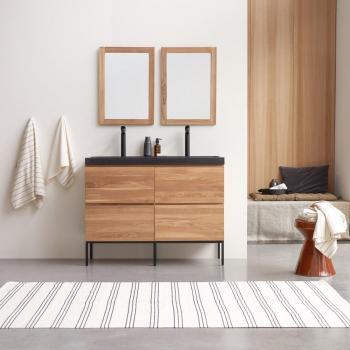 Mueble Tikamoon de baño en roble macizo + piedra de lava – 120 cm