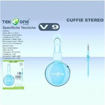Cuffie Tekone V9 con Microfono Dinamico Hi-Fi Rosa Azzurro