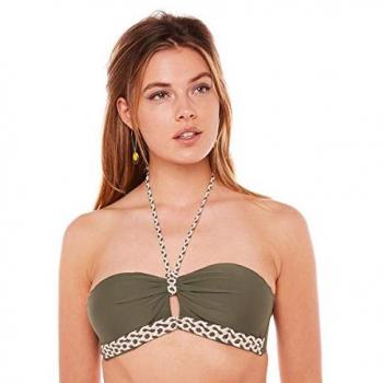 Haut de maillot de bain bandeau vert Brigitte Bardot à motif palmier