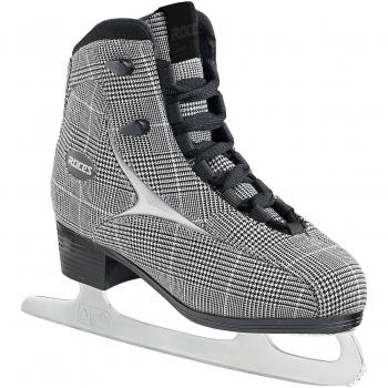 Roces – Pattini da ghiaccio per donna con design a scacchi e colori nero, bianco, argento, misura 38