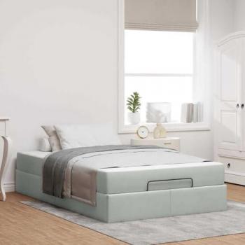 Lit avec Rangement en Velours Gris Clair 120x190 cm
