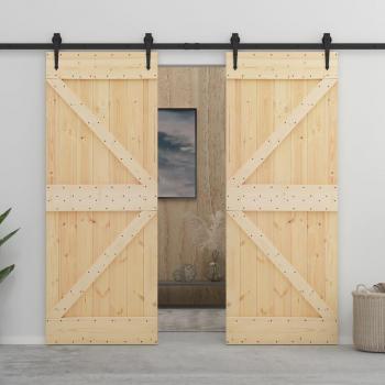 Sonata Sliding Door with Assembly Parts, 90x210 cm, Solid Pine