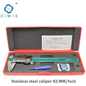 Digitaler Edelstahl-Messschieber 0-150mm, 0,01mm, LCD, Dual-Maßsystem MM/Zoll, wasserdicht