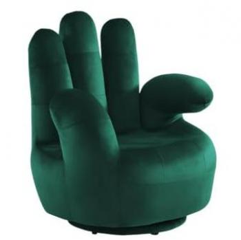 Poltrona Design Mano Velluto Verde Scuro