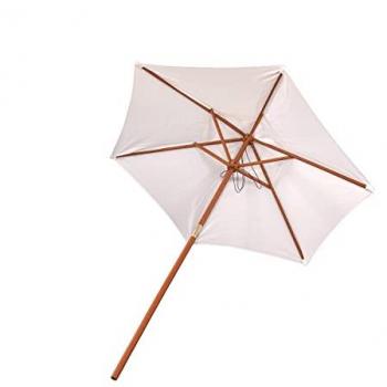 2.1m Wooden Beige and White Garden Parasol