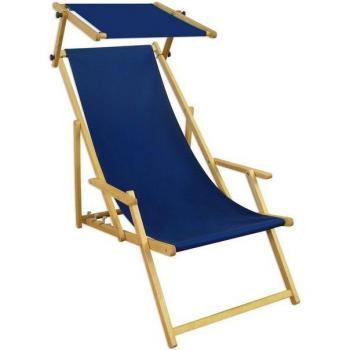 Séjour extérieur bleu, chaise longue pliable avec pare-soleil, version V‑10‑307N