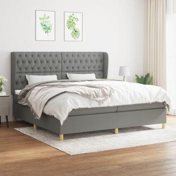 Giroletto a Molle con Materasso Grigio Scuro 200x200 cm in Tessuto Moderno