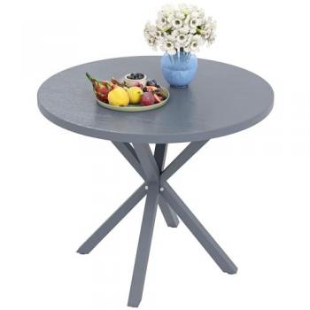 Steel Frame Garden Table with Wood-Look Surface