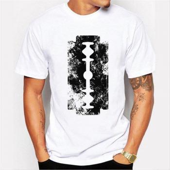 Men's Summer Casual White T-Shirt with Graffiti