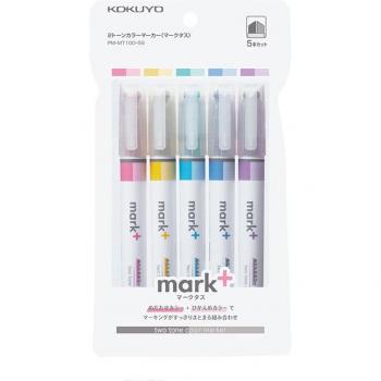 Ensemble scolaire 5 surligneurs KOKUYO + marqueur bicolore – matériel pédagogique