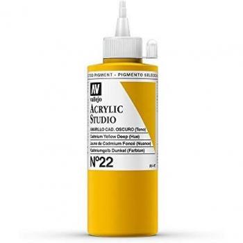 Vallejo : Studio Acrylic Paint : 200ml : Cadmium Yellow Deep