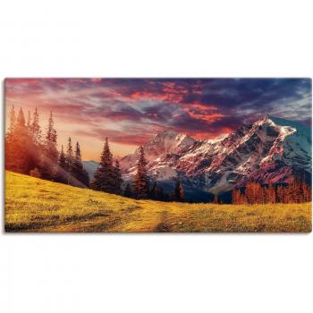 Artland Wandbild „Alpines Hochland“ – Alpenpanorama auf Aluminiumfolie