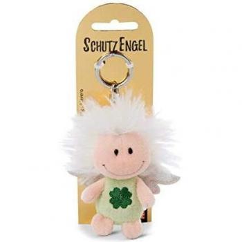 NICI Engel Schlüsselanhänger mit Kleeblatt und Glitzerflügeln 7 cm