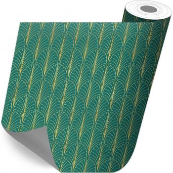 Papel Autoadhesivo Verde y Oro Estilo Art-Deco