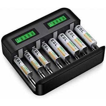 Caricabatterie Portatile EBL 8 Slot con Porta USB e Display