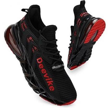 Deevike Women's Tennis & Walking Trainers, Black/Red, 39