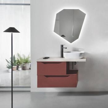 Mobile bagno sospeso con lavabo da appoggio e 2 cassetti – Mixi G