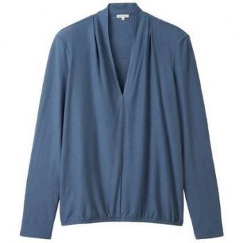 T-shirt Senza Maniche Collo A V Tom Tailor Crepe Stormy Sea Blue M