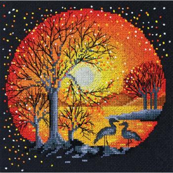 Magic Heron Circle Cross-Stitch Set, 180×180, Abris Art