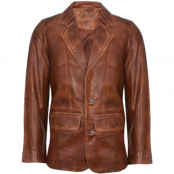 Infinity Brown Leather Blazer für Herren, Größe 5XL