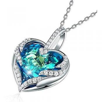 CRYSLOVE Collier Femme Coeur avec Pendentif Coeur d'Océan