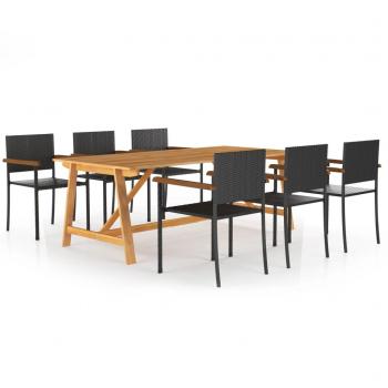 VidaXL Seven Piece Outdoor Dining Set, Black