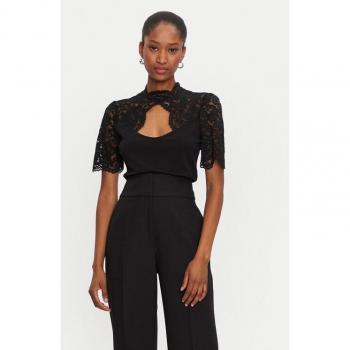 Top Morgana: collo alto, maniche corte